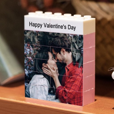 Custom Photo Block Puzzle Building Brick Gift For Her Valentine's Day