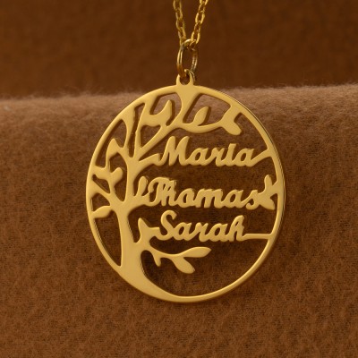 Personalised Family Tree Necklaces With Kids Name For Mother's Day Gift Ideas