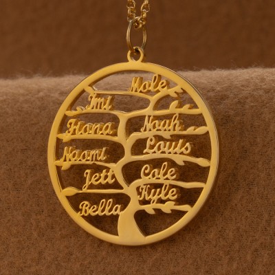 Personalised Family Tree Necklaces With Kids Name For Mother's Day Gift Ideas