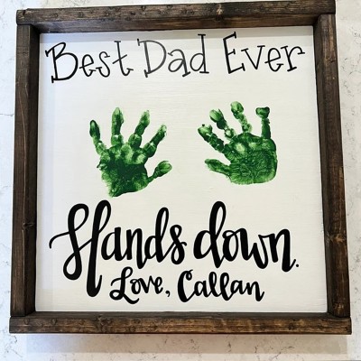 Personalized Best Dad Ever DIY Handprint Hands Down Frame For Father's Day