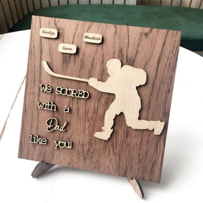 Personalized Hockey Plaque With 1-10 Names Engraved Father's Day Gift