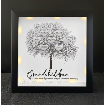 Personalized Family Tree Grandchildren Name Black Frame Home Decor For Grandma