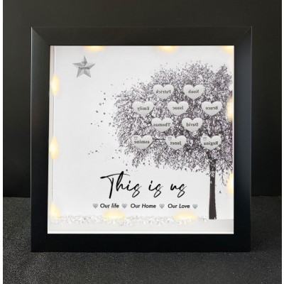 This is Our Life Personalized Family Tree Name Black Frame Home Decor