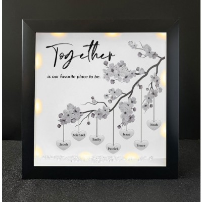 Together is Our Favorite Place to be Personalized Family Tree Name Black Frame Home Decor