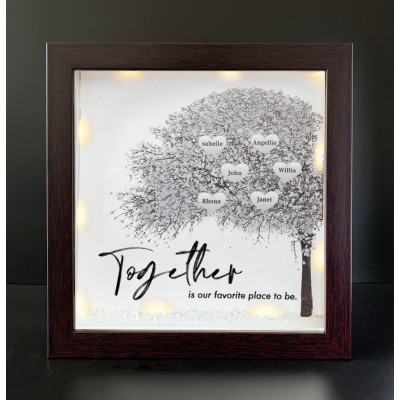 Together is Our Favorite Place to be Personalized Family Tree Name Red Oak Frame Home Decor