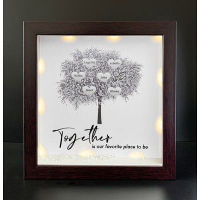 Together is Our Favorite Place to be Personalized Family Tree Name Red Oak Frame Home Decor