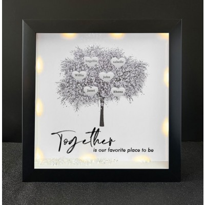 Together is Our Favorite Place to be Personalized Family Tree Name Black Frame Home Decor