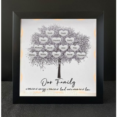 Personalized Family Tree Name Black Frame Home Decor