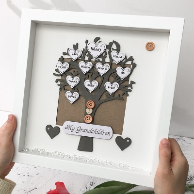 Custom Family Tree Wood Frame Name Engraved Home Decor For Grandma Mom