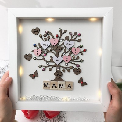 Custom Family Tree Wood Frame Name Engraved Home Decor For Grandma Mom