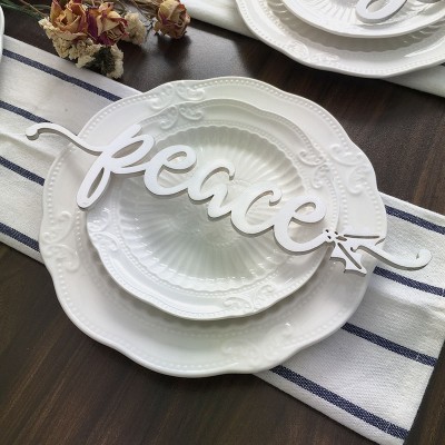 Thanksgiving Place Cards For Dining Table Decor Peace Words Sign