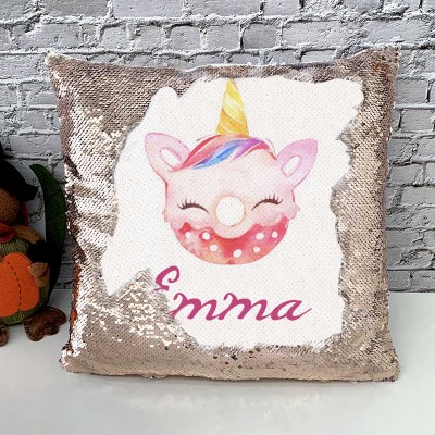 Personalized Sequin Name Pillow Girl Birthday Gift