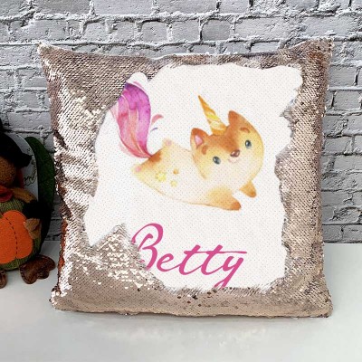 Personalized Sequin Name Pillow Girl Birthday Gift