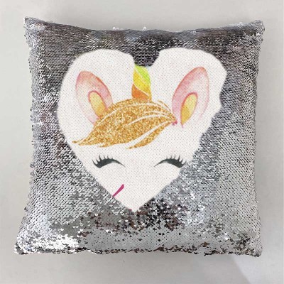 Personalized Sequin Name Sliver Pillow Unicorn Birthday Gift for Girls