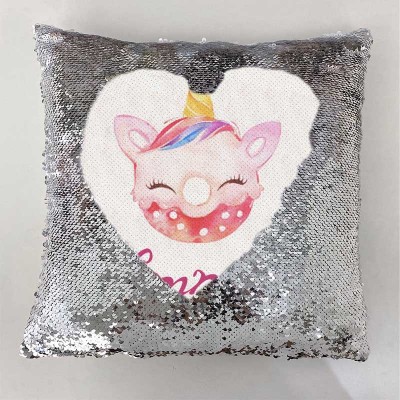 Personalized Sequin Name Sliver Pillow Girl Birthday Gift
