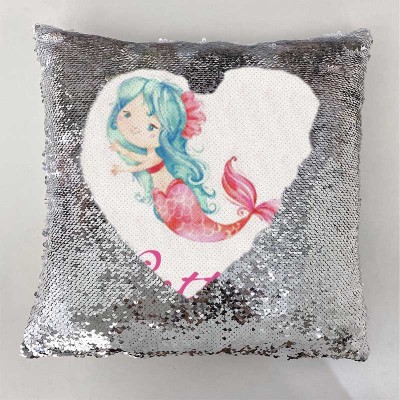 Personalized Sequin Name Sliver Pillow Mermaid Girl Birthday Gift