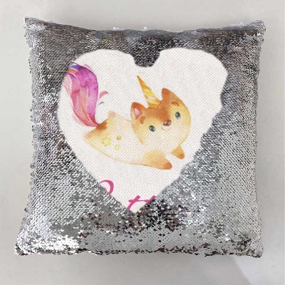 Personalized Sequin Name Sliver Pillow Girl Birthday Gift