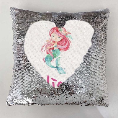 Personalized Sequin Name Sliver Pillow Mermaid Girl Birthday Gift