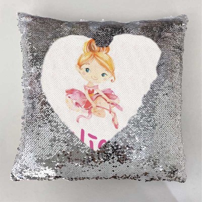 Personalized Sequin Name Sliver Pillow Girl Birthday Gift