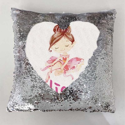 Personalized Sequin Name Sliver Pillow Girl Birthday Gift