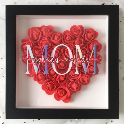 Personalized Mom Flower Shadow Box With Name For Mother's Day