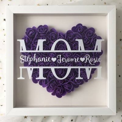 Personalized Mom Flower Shadow Box With Name For Mother's Day