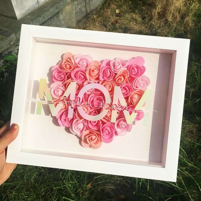 Personalized Mom Flower Shadow Box With Name For Mother's Day