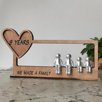 9 Years We Made a Family Personalized Sculpture Figurines 9th Anniversary Christmas Gift