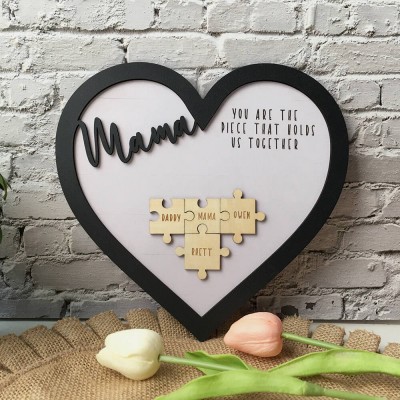Personalised Mom Puzzle Sign With Kids Name Home Wall Decor You Are The Piece That Holds Us Together