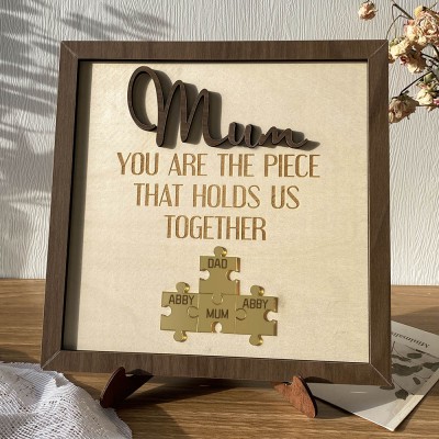 Custom Mum Puzzle Piece Sign With Kids Name For Mom Grandma Home Wall Decor