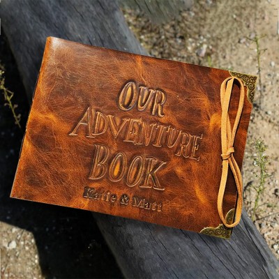 Our Adventure Book Personalized Leather Photo Album For Valentine's Day Anniversary Gift Ideas