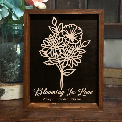 Custom Birth Month Flower Bouquet Frame With Kids Name For Mom Grandma Mother's Day Gift Ideas