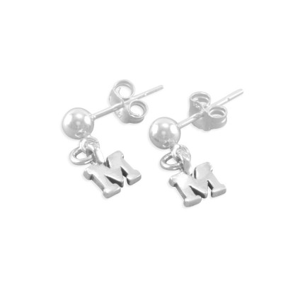 Personalized Little Girls Pearl Initial Letter Charms Earrings