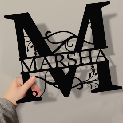 Personalized Family Name Metal Sign Monogram Home Wall Decor