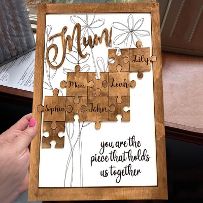 Personalised Mom Puzzle Pieces Sign For Mum Grandma Home Wall Decor You Are The Piece That Holds Us Together