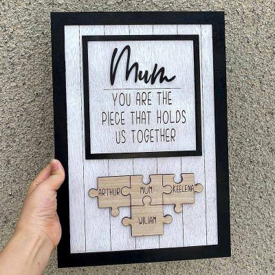 Personalised Mom Puzzle Pieces Sign For Mum Grandma Home Wall Decor For Mother's Day Birthday