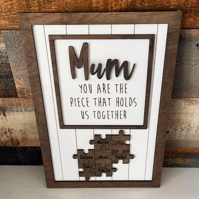 Personalised Mom Puzzle Pieces Sign For Mum Grandma Home Wall Decor You Are The Piece That Holds Us Together