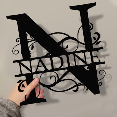 Personalized Family Name Metal Sign Monogram Home Wall Decor