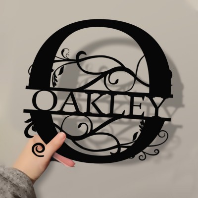 Personalized Family Name Metal Sign Monogram Home Wall Decor