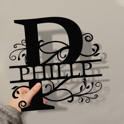 Personalized Family Name Metal Sign Monogram Home Wall Decor
