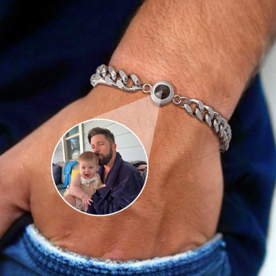 Personalized Photo Projection Bracelet For First Father's Day Gift Ideas