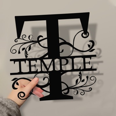 Personalized Family Name Metal Sign Monogram Home Wall Decor