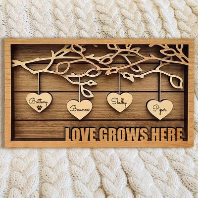 Personalized Family Tree Wood Dad Sign With Kids Name For Father's Day