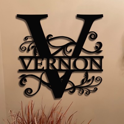 Personalized Family Name Metal Sign Monogram Home Wall Decor