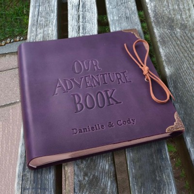 Our Adventure Book Personalized Leather Photo Album For Valentine's Day Anniversary Gift Ideas