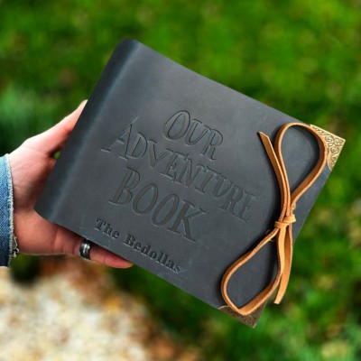 Our Adventure Book Personalized Leather Photo Album For Valentine's Day Anniversary Gift Ideas