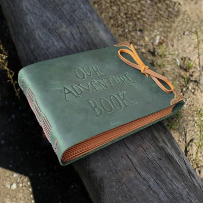 Our Adventure Book Personalized Leather Photo Album For Valentine's Day Anniversary Gift Ideas