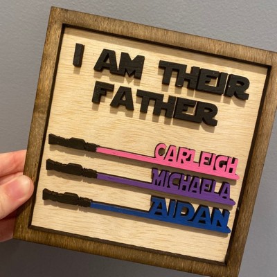 I Am Their Father Sign Personalized Kids Name Frame For Dad Father's Day