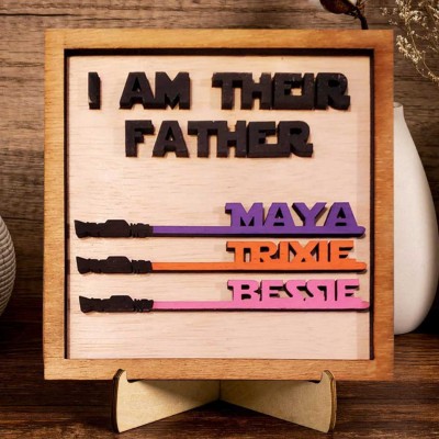 I Am Their Father Sign Personalized Kids Name Frame For Dad Father's Day