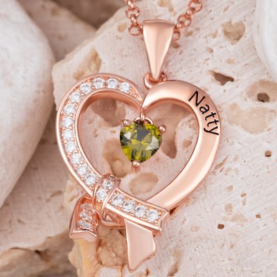 Personalised Heart Birthstone Necklace For Her and Mum